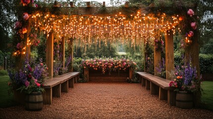 Obraz premium Romantic Garden Wedding Ceremony Setup