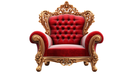 Luxurious Red Velvet Throne Chair Ornate Gold Frame 
