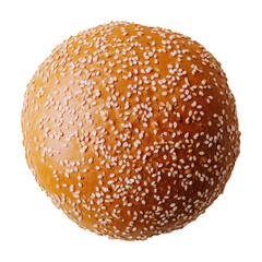 Sesame seed hamburger bun on transparent background