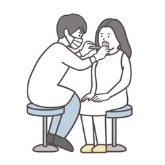 歯科検診を受ける女性のイラスト