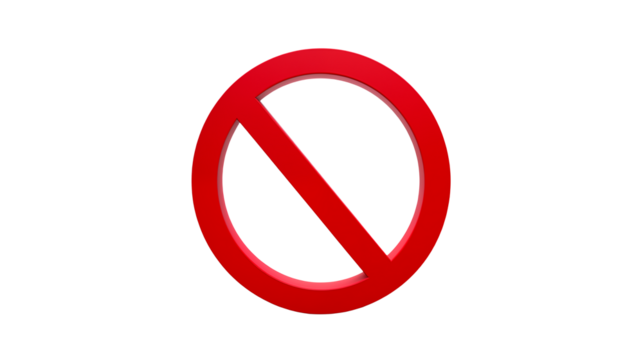 Prohibition Sign Red Circle with Diagonal Slash 