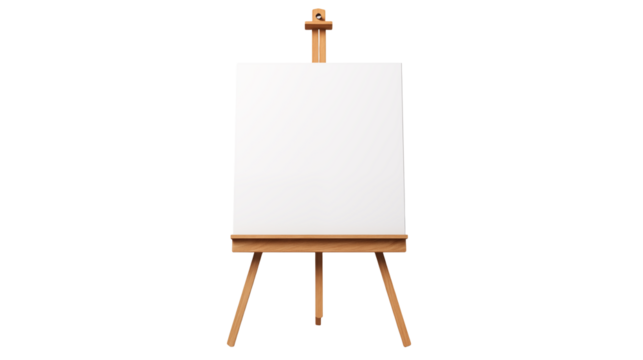 Blank Canvas on Wooden Easel Mockup on a transparent background