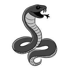 cartoon black snake isolated on white background. reptile animals