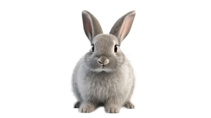 Adorable Gray Bunny Rabbit Fluffy Pet on a transparent background