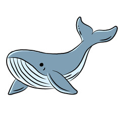 Cartoon blue whale isolated on white background. sea ​​animals