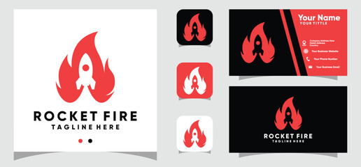 Rocket Fire logo design and business card template