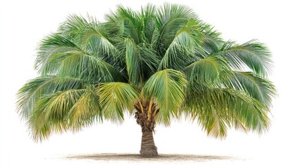 Fototapeta premium Vibrant Palm Tree Standing Alone on Sandy Ground Under Clear Sky