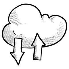 cloud data handdrawn illustration