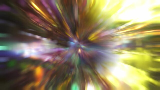 Abstract science fiction energy tunnel in space. Wormhole space deformation. Lights in vivid neon and rainbow colors