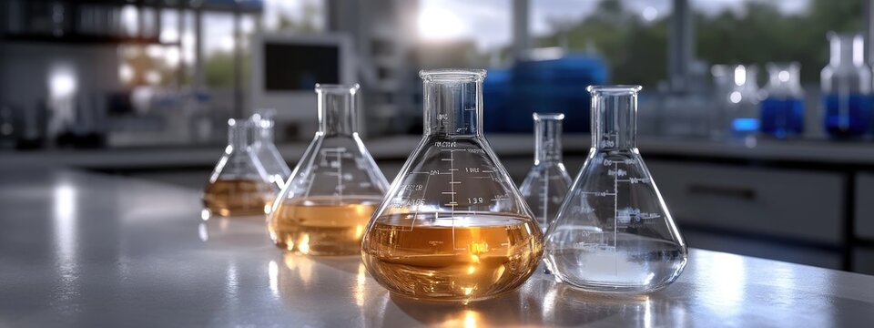 Test tubes and flasks: chemical reactions, scientific equipment, liquid solutions, lab experiments, glass vessels, chemical reactions, laboratory procedures, experimental liquid, academic research.