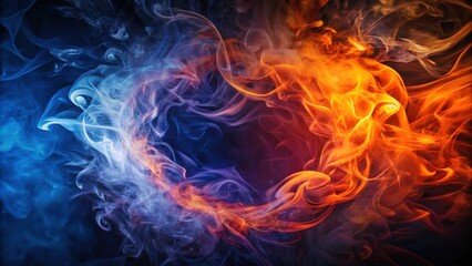 Fototapeta premium Abstract swirling smoke design with contrasting vibrant colors, creating a dynamic and captivating visual experience.