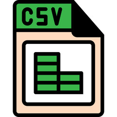 Csv file color line icon design vector