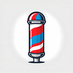 Barber pole cartoon with white glowing background / Poste de barber&iacute;a caricaturesco con fondo blanco brillante