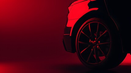 Fototapeta premium Black Car Rear Wheel and Body Detail