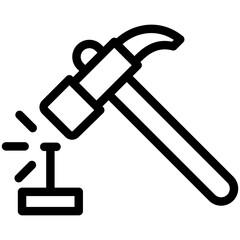 Hammer black outline icon. use for modern concept, print, UI, UX kit, web and app development. Vector EPS 10, related to labor day, industry, worker.