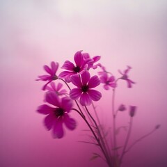 Delicate pink flowers on blurred background.