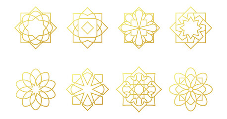 Arabic oriental ornaments pattern, set of traditional islamic flower ornamental