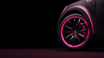 Black Car with Pink Rim and Accents