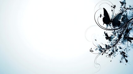 Abstract Butterfly Floral Design With Soft Blue Background