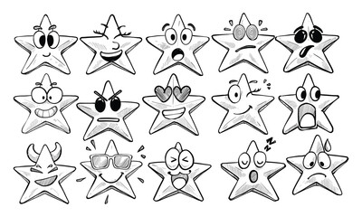 Fototapeta premium star expression handdrawn collection