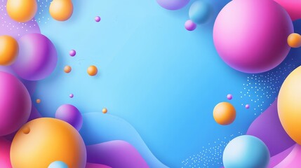 A vibrant abstract background featuring colorful spheres and smooth gradients.