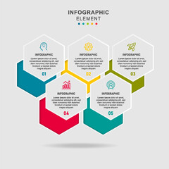 Fototapeta premium Simple infographic hexagonal design template with icons and option