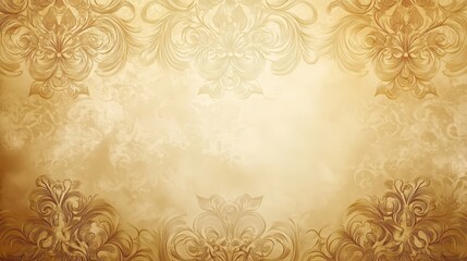 Ornate golden background with intricate floral patterns, suitable for elegant designs.