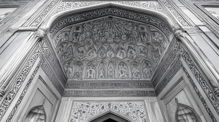 Obraz premium Intricate Stone Carving Architectural Detailing Of A Mosque