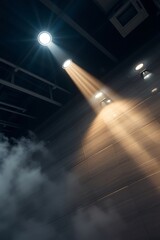 Spotlight beam on smoky wall.