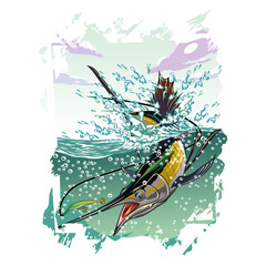 marlin sailfish fishing illustration logo vector image t shirt
