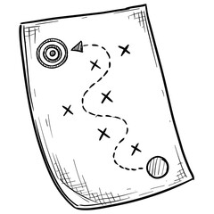 treasure map game handdrawn illustration