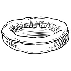 dog bed handdrawn illustration