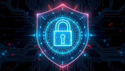 Surreal Iridescent Shield: Digital Realm Protection lock glow icon safe