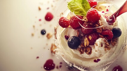 A low-sugar dessert creation, featuring natural sweeteners and fresh ingredients, promoting healthy indulgence