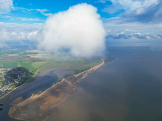 British Landscape over Point Clear Village Ocean and Beach at in Civil Parish of Saint Osyth, County of Essex, England, United Kingdom
