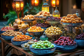 Fototapeta premium A table full of colorful, delicious food.