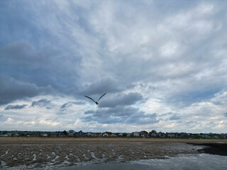 British Landscape over Point Clear Village Ocean and Beach at in Civil Parish of Saint Osyth, County of Essex, England, United Kingdom