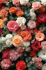 Colorful floral arrangement with roses, ranunculus, and greenery.