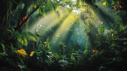 Sunlit Rainforest Paradise: A Vibrant Tapestry of Life