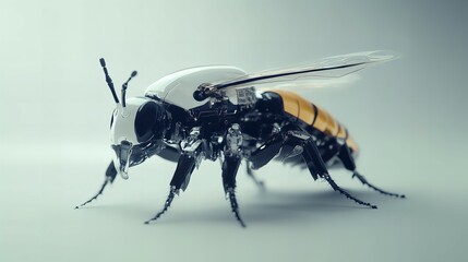 Fototapeta premium Robot bee with white background 
