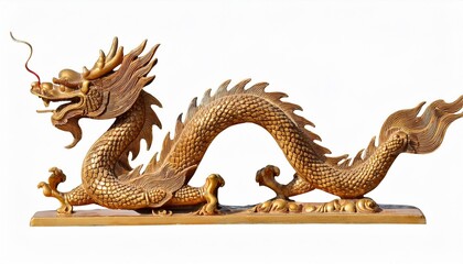 Fototapeta premium Golden Dragon Statue: A symbol of power and good fortune.