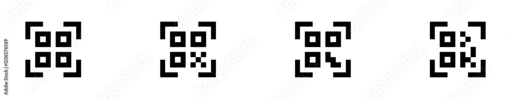 Aufkleber QR code icons set. Scan barcode icon symbol, product reader sign . scanned by smartphones to access information. vector web app icons