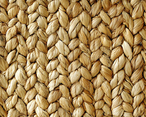 Detailed close-up of intricately woven natural fiber texture. Perfect for backgrounds, textiles, and craft projects.