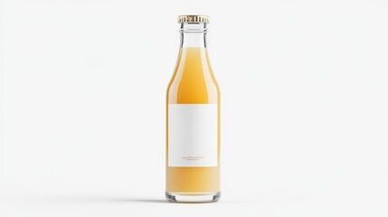 Fototapeta premium Glass Bottle Filled With Orange Juice Blank Label
