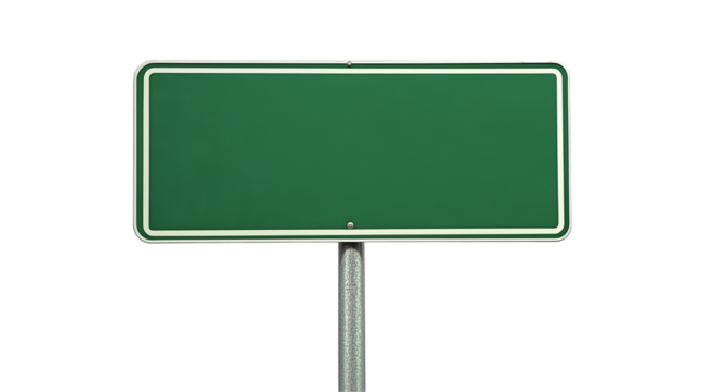 Green street sign, isolated on transparent background 