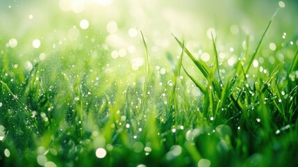 Refreshing Dew-Kissed Grass: A Vibrant Spring Morning