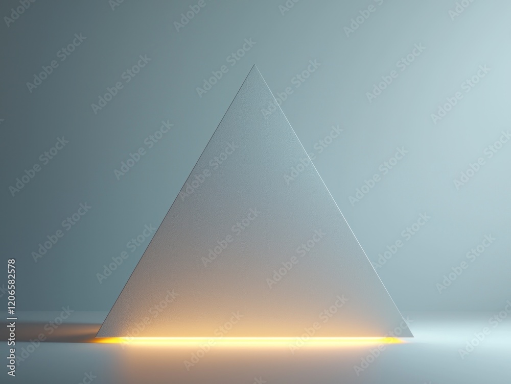 Poster luminous triangular structure: abstract geometric composition with warm illumination