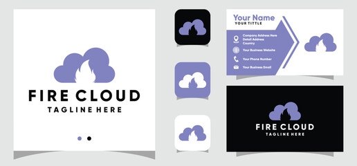Fire Cloud logo design and business card template
