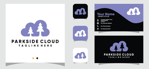 Parkside Tree Cloud logo design and business card template