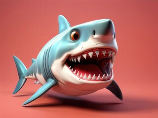 the AI Image Generator, Vibrant 3D Illustration of a Cartoon Shark